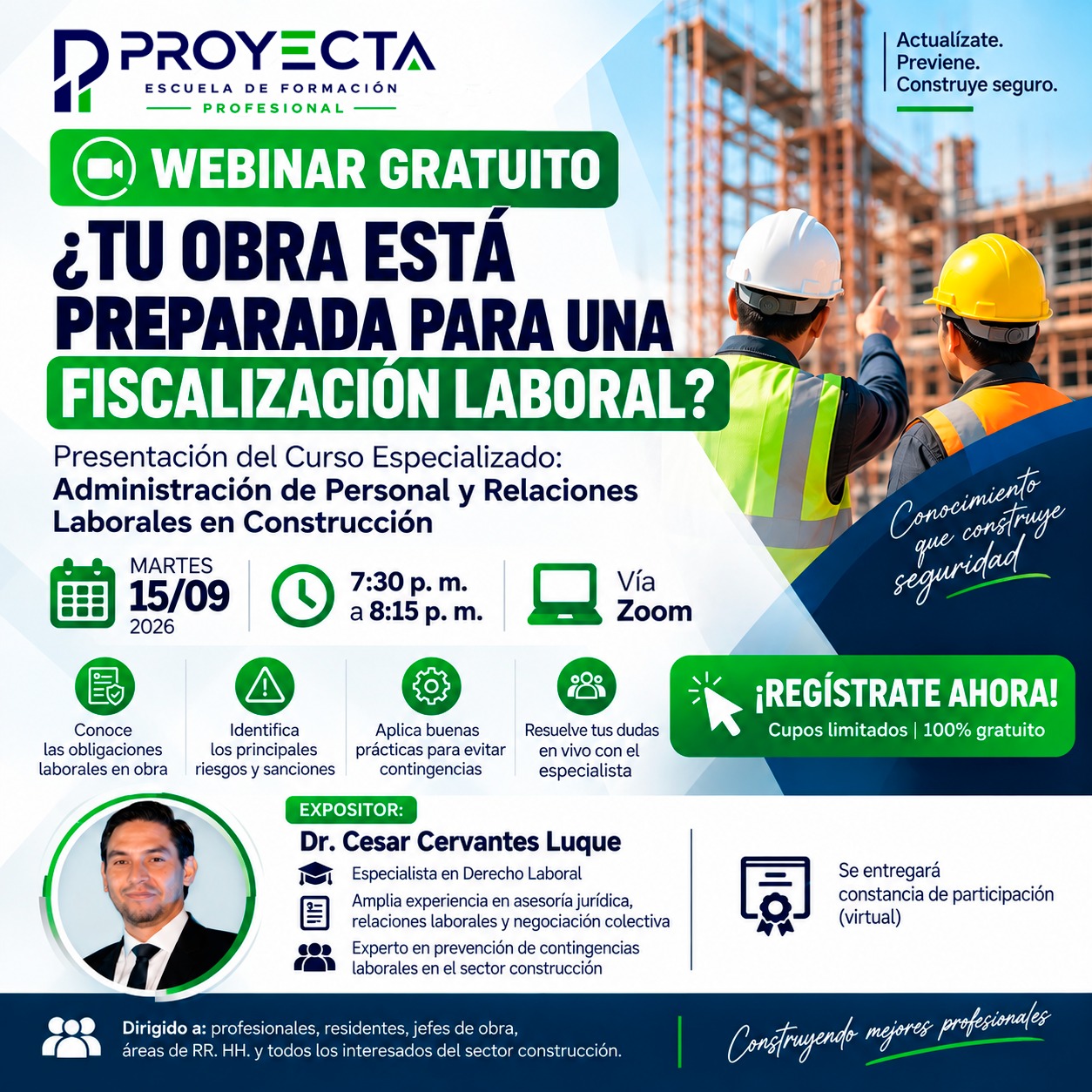 WEBINAR ¿TU OBRA ESTA PREPARADA PARA UNA FISCALIZACIÓN LABORAL?